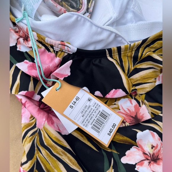 KONA SOL Strapless Double Flounce High Coverage One Piece Swimsuit (Size S) -NEW - Picture 4 of 6